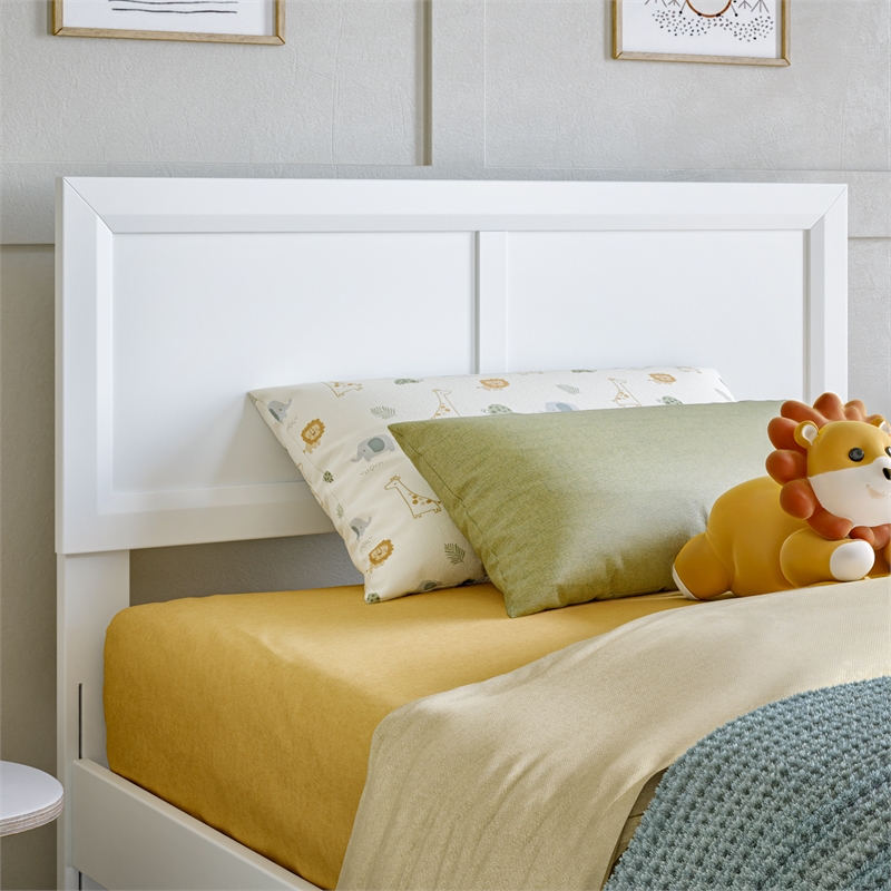 Pemberly Row Twin Solid Wood Platform Bed with Slat Support in White