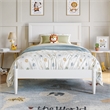 Pemberly Row Twin Solid Wood Platform Bed with Slat Support in White