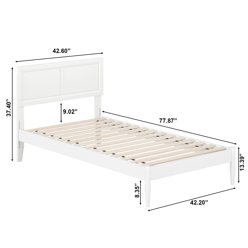 Pemberly Row Twin Solid Wood Platform Bed with Slat Support in White