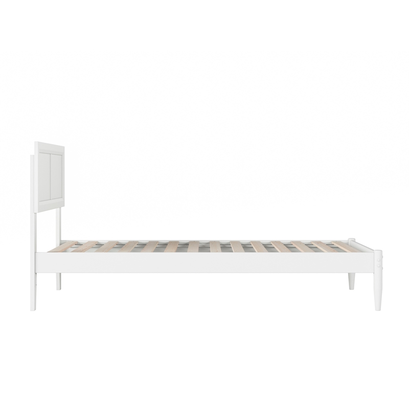 Pemberly Row Twin Solid Wood Platform Bed with Slat Support in White