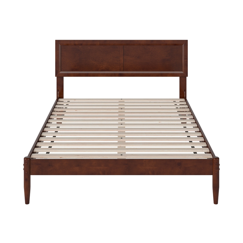Pemberly Row Full Solid Wood Platform Bed with Slat Support in Walnut