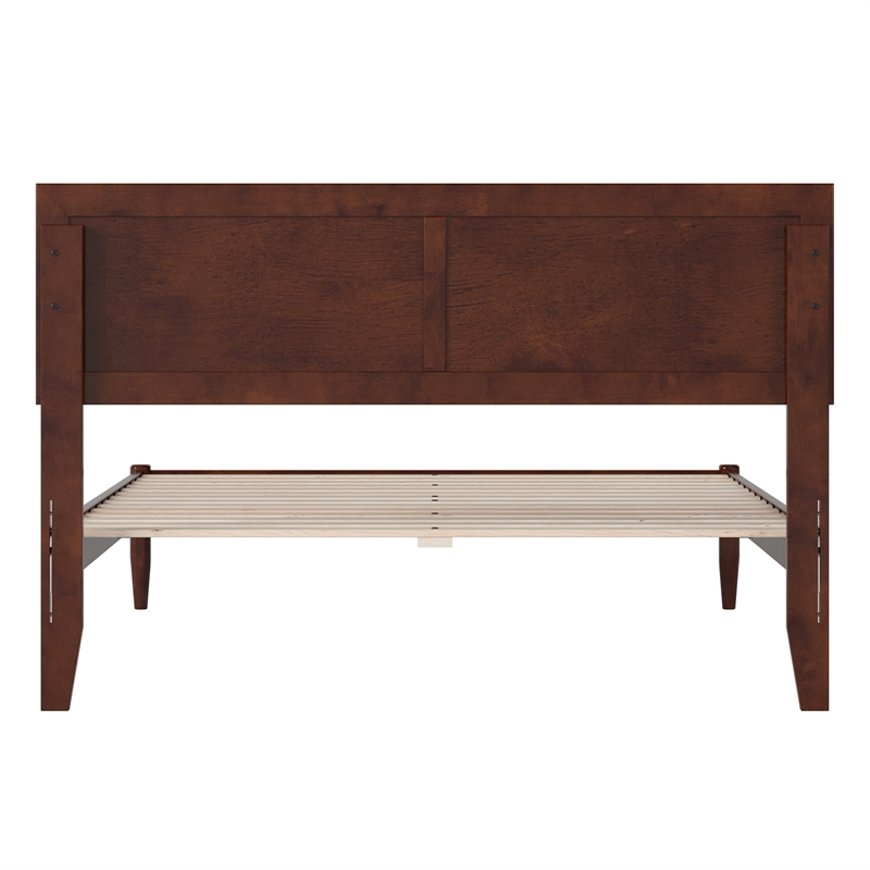 Pemberly Row Full Solid Wood Platform Bed with Slat Support in Walnut