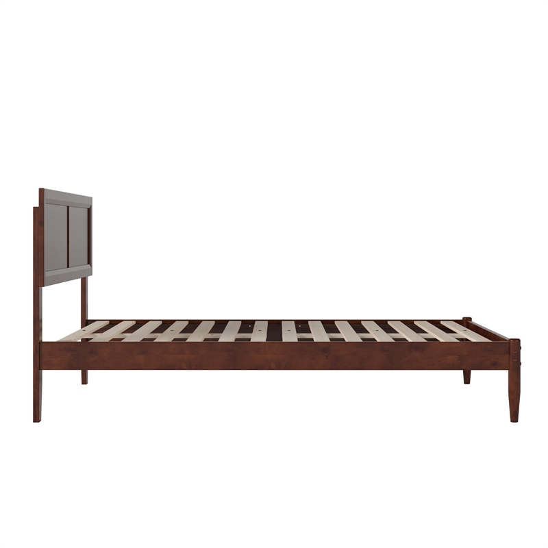 Pemberly Row Full Solid Wood Platform Bed with Slat Support in Walnut