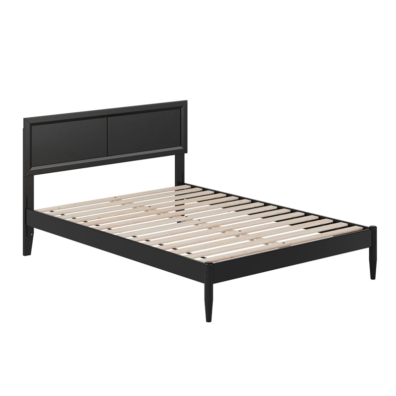 Pemberly Row Full Solid Wood Platform Bed with Slat Support in Black