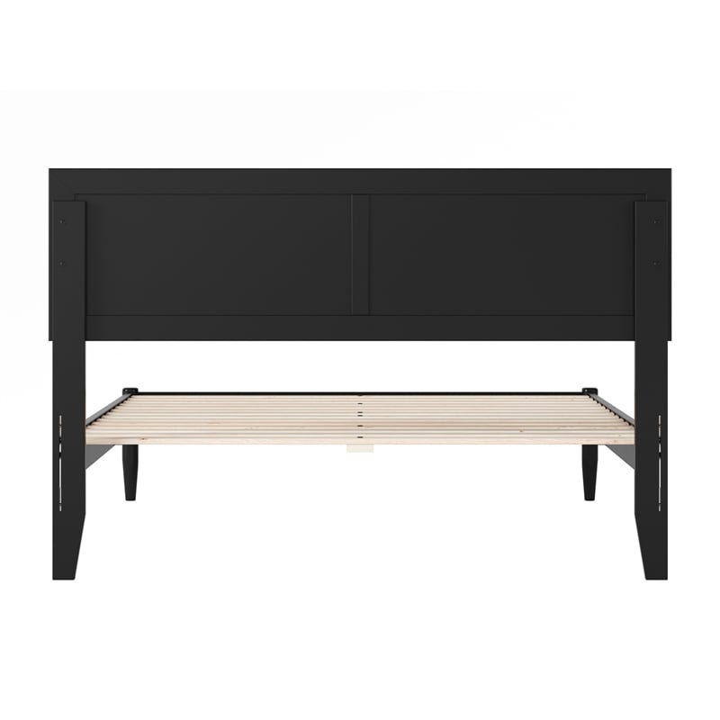 Pemberly Row Full Solid Wood Platform Bed with Slat Support in Black