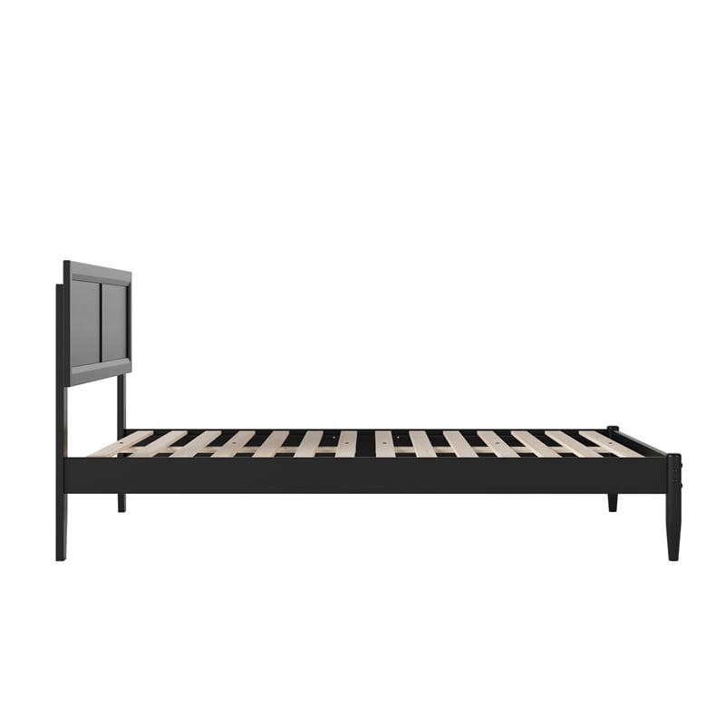 Pemberly Row Full Solid Wood Platform Bed with Slat Support in Black
