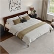 Pemberly Row King Solid Wood Platform Bed with Slat Support in Walnut