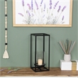 Pemberly Row Square Black Metal and Glass Panel Lantern Large Size