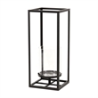 Pemberly Row Square Black Metal and Glass Panel Lantern Large Size