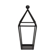 Pemberly Row Pyramid Top Metal Glass Lantern with Handle in Black