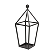 Pemberly Row Pyramid Top Metal Glass Lantern with Handle in Black