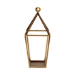 Pemberly Row Pyramid Top Metal Glass Lantern with Handle in Gold