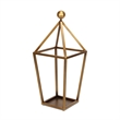 Pemberly Row Pyramid Top Metal Glass Lantern with Handle in Gold