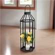 Pemberly Row Hexagon Metal and Glass Lantern with Handle in Black