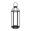 Pemberly Row Hexagon Metal and Glass Lantern with Handle in Black