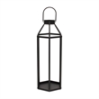 Pemberly Row Hexagon Metal and Glass Lantern with Handle in Black