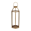 Pemberly Row Hexagon Metal and Glass Lantern with Handle in Gold