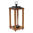 Pemberly Row Rustic Wood and Metal Open Side Candle Lantern Small