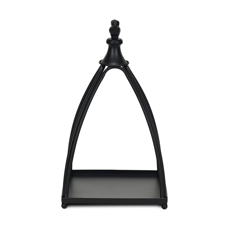 Pemberly Row Curved Mini Table Lantern with Bird Accent in Black