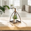 Pemberly Row Curved Mini Table Lantern with Bird Accent in Bronze