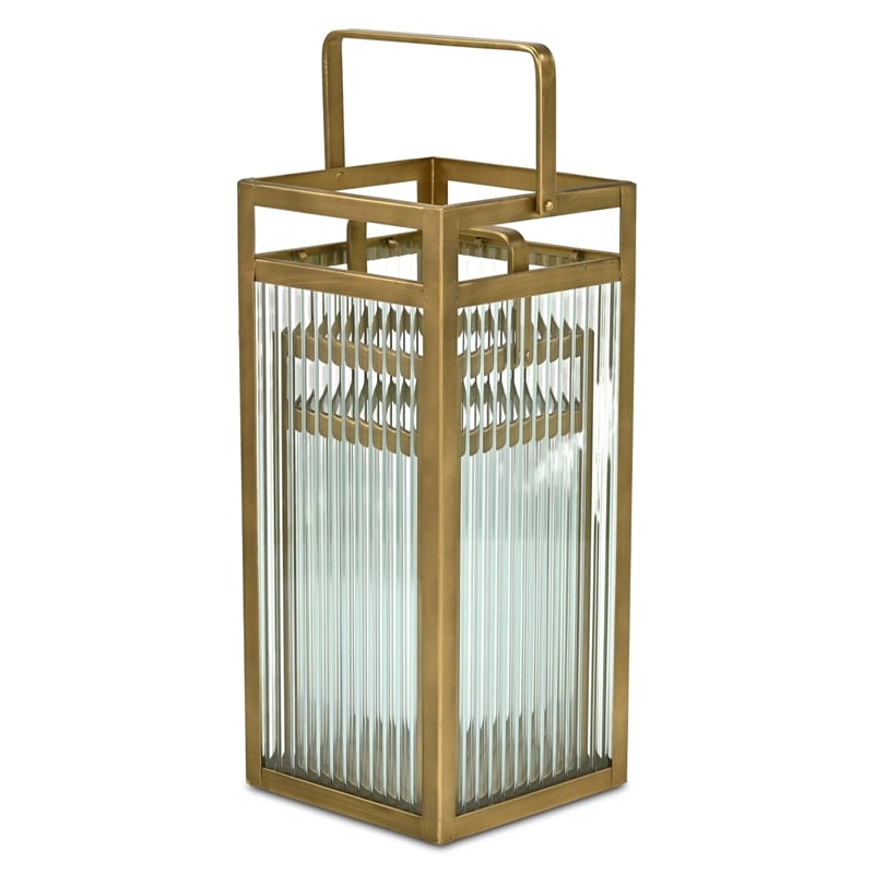 Pemberly Row Set of 2 Fluted Glass Lanterns 16