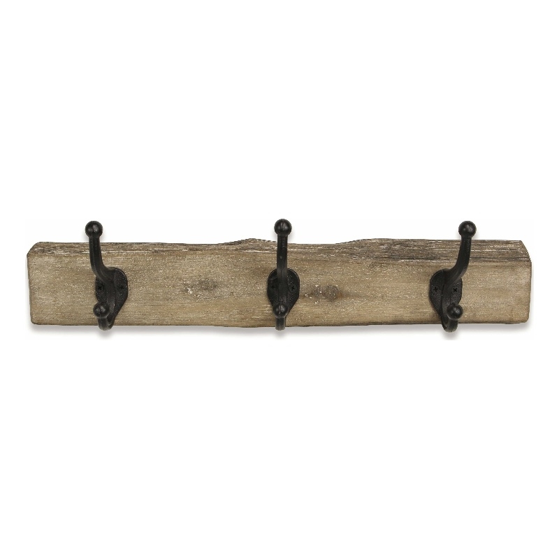 Pemberly Row Rustic Solid Wood 3 Hook Wall Organizer with Shelf