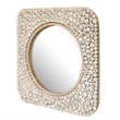 Pemberly Row Teak Wood Branch Mosaic Round Mirror in Natural Brown