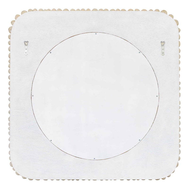 Pemberly Row Teak Wood Branch Mosaic Round Mirror in Natural Brown