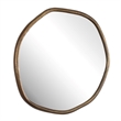 Pemberly Row Indoor/Outdoor Cast Iron Round Mirror in Antique Brass