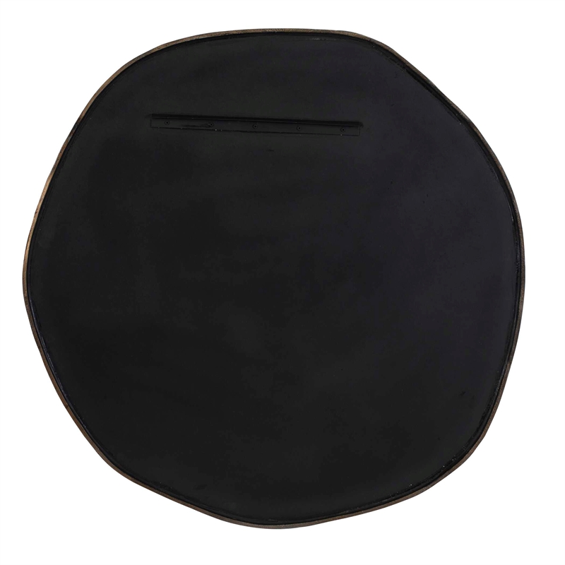 Pemberly Row Indoor/Outdoor Cast Iron Round Mirror in Antique Brass