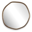Pemberly Row Indoor/Outdoor Cast Iron Round Mirror in Antique Brass