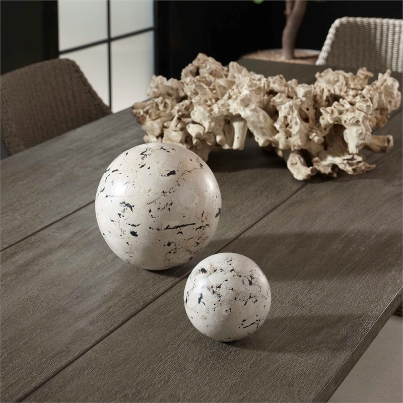 Pemberly Row Indoor/Outdoor Hand-Painted Aluminum Spheres in Black (Set of 2)