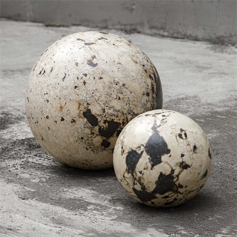 Pemberly Row Indoor/Outdoor Hand-Painted Aluminum Spheres in Black (Set of 2)