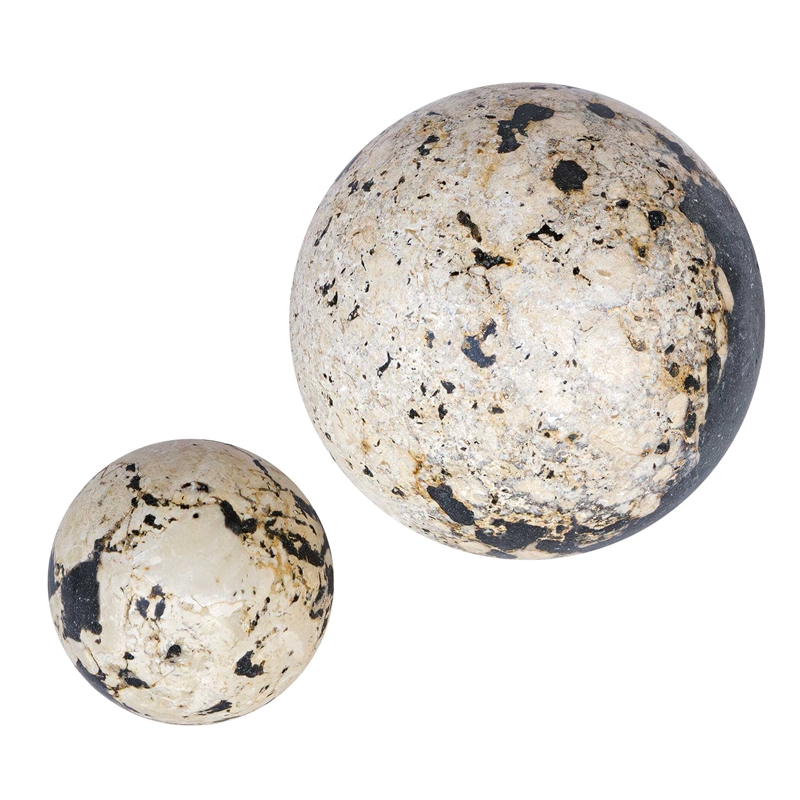 Pemberly Row Indoor/Outdoor Hand-Painted Aluminum Spheres in Black (Set of 2)