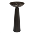 Pemberly Row Italian Marble Round Accent Table in Black with Iron Base