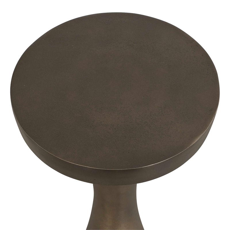 Pemberly Row Indoor/Outdoor Cast Iron Round Drink Table in Bronze
