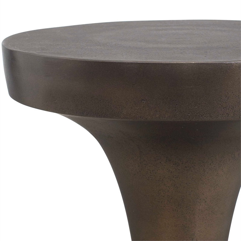 Pemberly Row Indoor/Outdoor Cast Iron Round Drink Table in Bronze