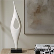 Pemberly Row Handcrafted White Stone Sculpture on Black Iron Base