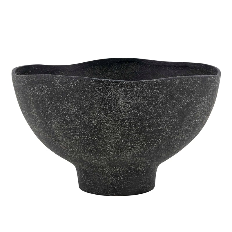 Pemberly Row Indoor/Outdoor Hand-Carved Mango Wood Bowl in Black