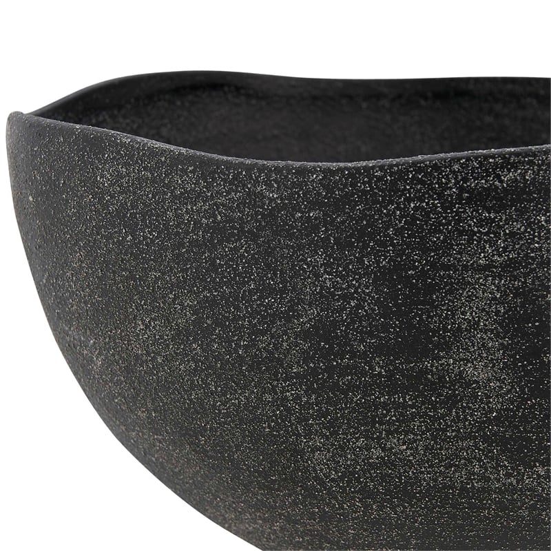 Pemberly Row Indoor/Outdoor Hand-Carved Mango Wood Bowl in Black