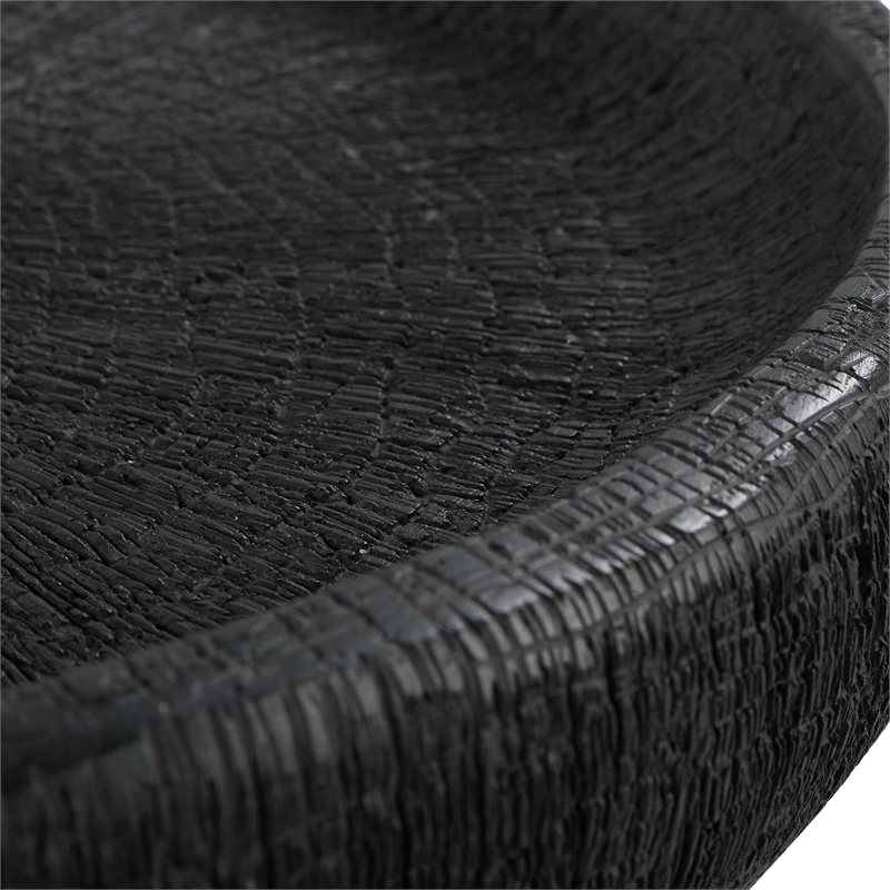 Pemberly Row Indoor/Outdoor Polished Aluminum Resin Bowl in Black