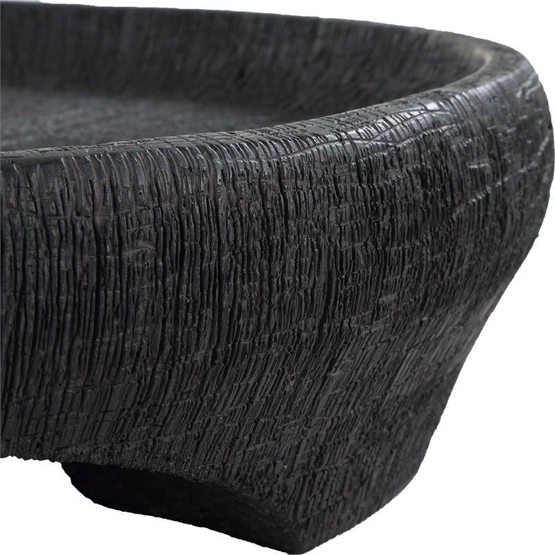 Pemberly Row Indoor/Outdoor Polished Aluminum Resin Bowl in Black