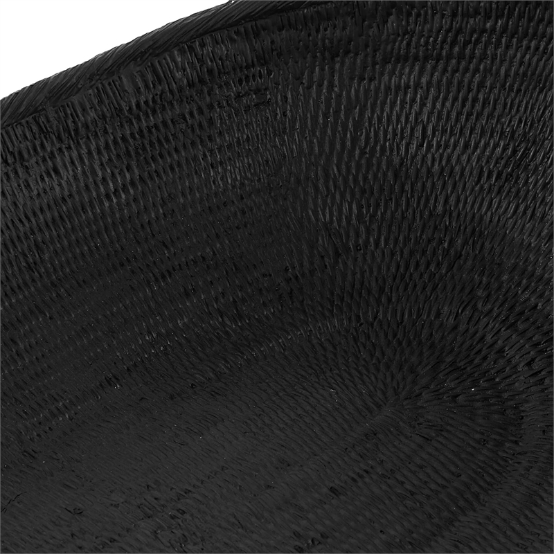 Pemberly Row Indoor/Outdoor Woven Aluminum Oblong Bowl in Black