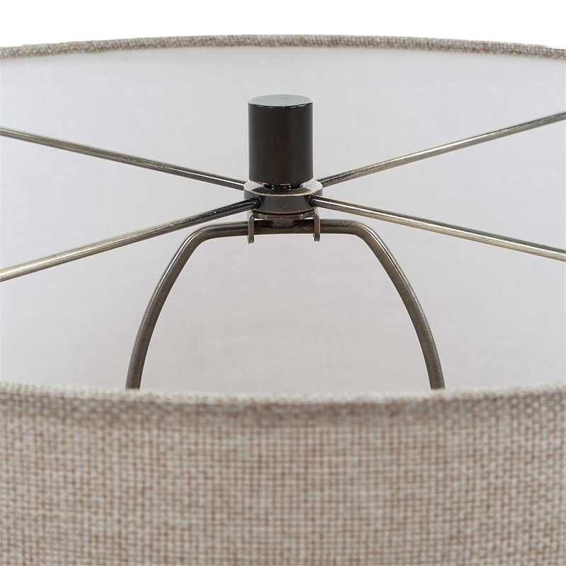Pemberly Row Fluted Ceramic Table Lamp with Fabric Shade in White