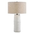 Pemberly Row Fluted Ceramic Table Lamp with Fabric Shade in White