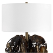 Pemberly Row Brown Glass Table Lamp with Brushed Steel Base in Multicolor