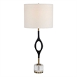 Pemberly Row Cordless Rechargeable LED Buffet Lamp with Dome Shade in Black