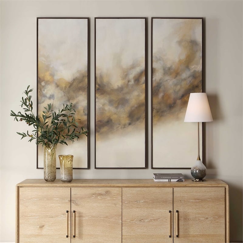 Pemberly Row Hand Painted Modern Art in Multi-Color (Set of 3)