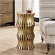 Pemberly Row Aged Gold Iron and Stone Accent Table with Glass Top