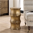 Pemberly Row Aged Gold Iron and Stone Accent Table with Glass Top